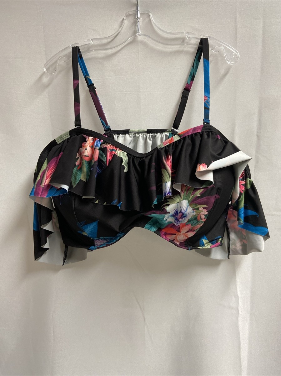 City Chic Plus Swim Elba Bikini Top Off the Shoulder Black