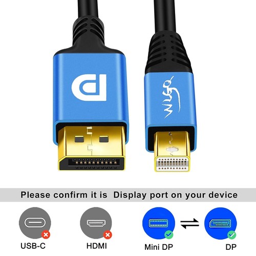 3 Metre High Quality Aluminium Mini DP to DP DisplayPort Cable 8K/60Hz 4K/120Hz - Picture 6 of 8