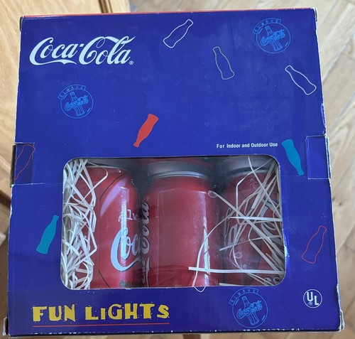 COCA COLA COKE Can STRING LIGHTS 1998 vintage Fun bar patio restaurant decor 12'