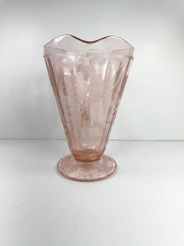 Vintage Jeannette Glass Pink Depression Glass FLORAL/POINSETTIA 32oz Pitcher - Picture 2 of 6