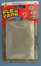 Flex Tape Mini 3" x 4" Super Strong Waterproof Tape, 2 pieces.  Clear  NEW