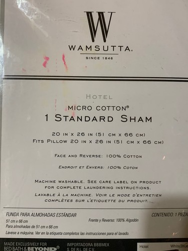 New (2) Wamsutta Hotel Micro cotton Standard Sham In White/Blue **Free Shipping! - Picture 3 of 4
