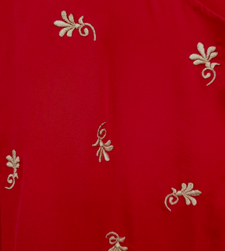 Camicetta Diane Von Furstenburg rossa seta taglia 1x top ricamato disegni oro - Foto 5 di 7