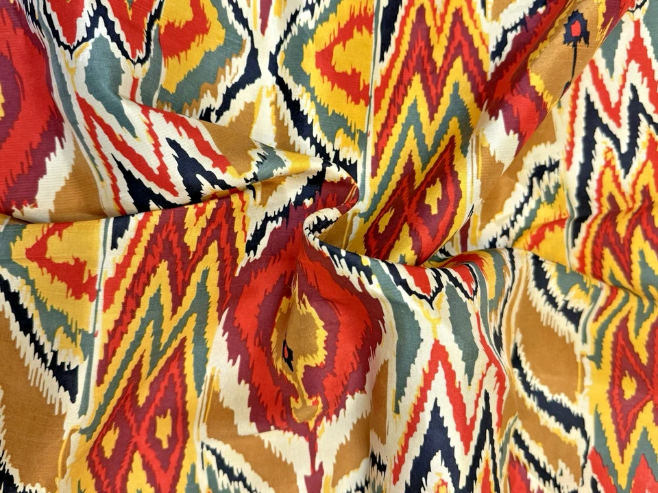 Шеврон, Пламя Икат Шелковая Ткань ДВА координирующих узора части 8 ярдов ***ЧИТАЙТЕ - Изображение 4 из 4