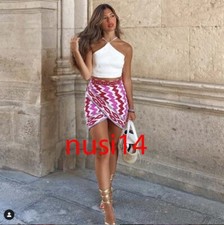 ZARA NEW WOMAN HIGH-WAIST WRAP PRINTED SARONG SKIRT OYSTER WHITE XS-XL 7521/248
