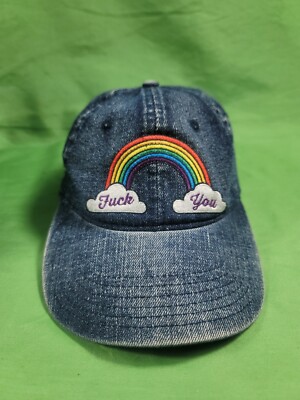 F#ck You' Rainbow Denim Style Hat - Strapback Adjustable Funny Fun