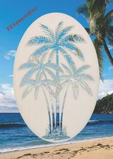 Palm Tree Window Decal OVAL 21x33 Vinyl Static Cling Tropical Decor for Glass