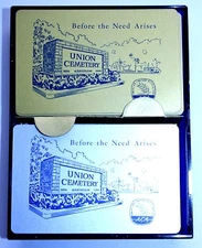 Vintage Union Cemetery Double Set Redislip Collectible Playing Cards with Case  
