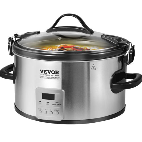 VEVOR Slow Cooker 8QT 320W Electric Cooker Pot 3-Level Heat Settings 20h Timer - Picture 1 of 12