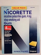 Nicorette Smoking Cessation Aid 4MG Gum Original Flavor 170 Pieces Exp. 02/2027