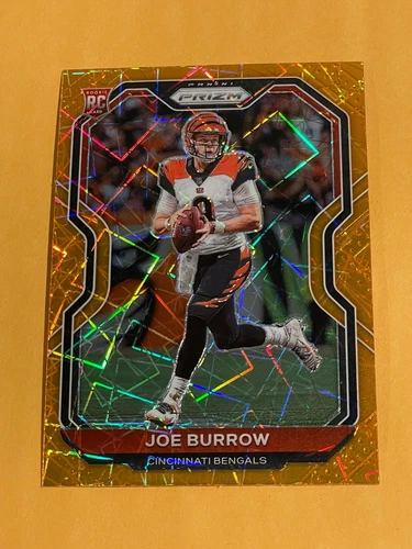 2020 Panini Prizm Joe Burrow Rookie Orange Lazer RC #307