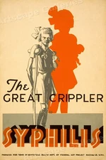 Young Girl with Syphilis Vintage Style 1936 WPA Public Health Poster - 16x24