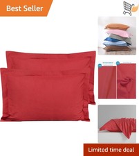 Microfiber King Pillow Shams Set of 2 Fade Resistant Soft Covers Wine Red