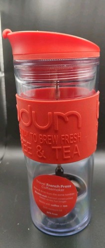 Bodum Kaffee/Tee Brüher Reise 15 Unzen Doppelwandig rot guter Zustand - Bild 2 von 8