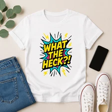 What The Heck Shirt Funny Meme Tee Retro Comic Pop Art Lightning Burst Graphic T