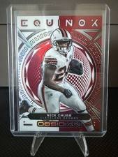 2023 Panini Obsidian - Equinox Nick Chubb #6 Asia Red Flood Electric Etch