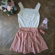 Fairy Cottagecore Bundle | Lace Tank + Pink Skirt + Gold Bangle +  Lipstick Case