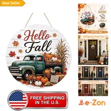 Fall Door Sign Wooden Hello Fall Sign Autumn Door Hanger Wall Decor