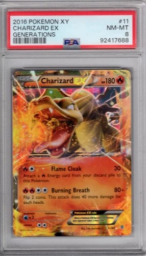 Pokemon X & Y Generations Card #11 Charizard Ex PSA 8