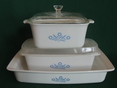 Vintage CorningWare Blue Cornflower 5 Pc Set Lasagna 1 1/2QT +Baking Dish w/Lids