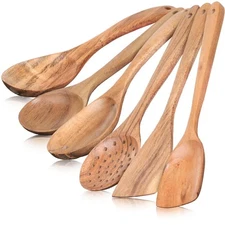 Premium Teak Wooden Spoons for Cooking – 6-Piece Kitchen Utensils Set, Durabl...