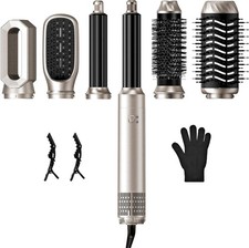 6-in-1 Hot Air Styler Blow Dryer Brush Auto Curl Volumiser Hair Tool Silver