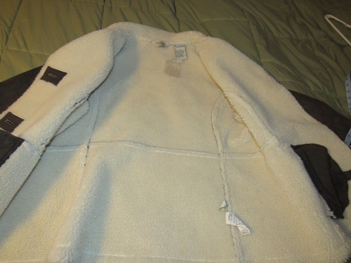Vintage LL BEAN Jacket Womens Medium Sherpa Lined Faux Suede Shearling Coat - Picture 15 of 17