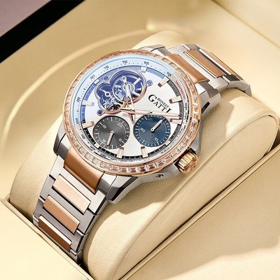 BONEST GATTI Men's 24-Hour Dial Sapphire Tourbillon Automatic Mechanical Watch