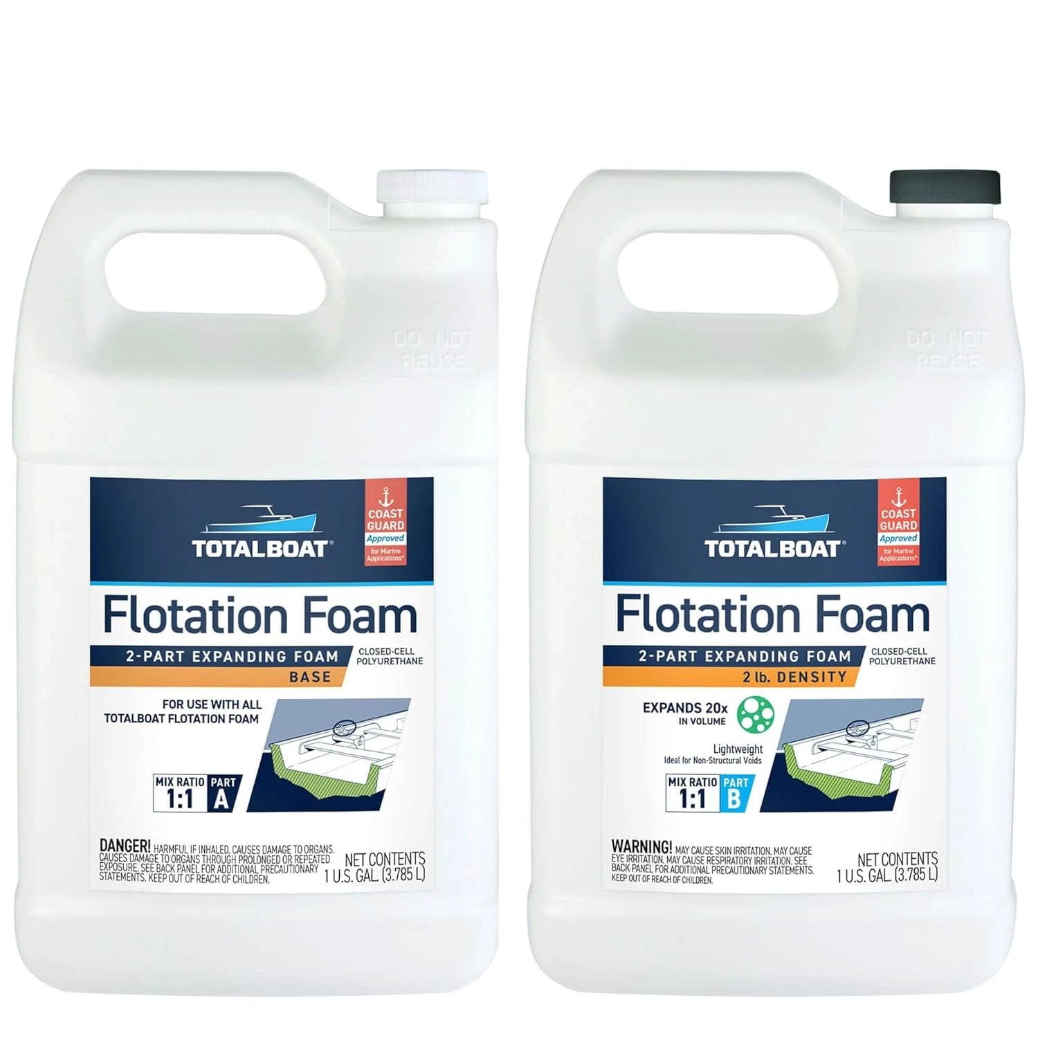 TotalBoat 2 Lb Density Expanding Foam Kit, 2 Part Closed Cell Pourable Polyureth