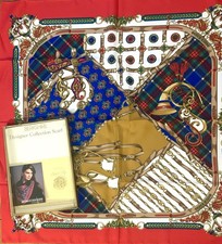 Vtg 90s Berkshire 32" Square Scarf  Clip Multicolored Equestrian Italy NOS