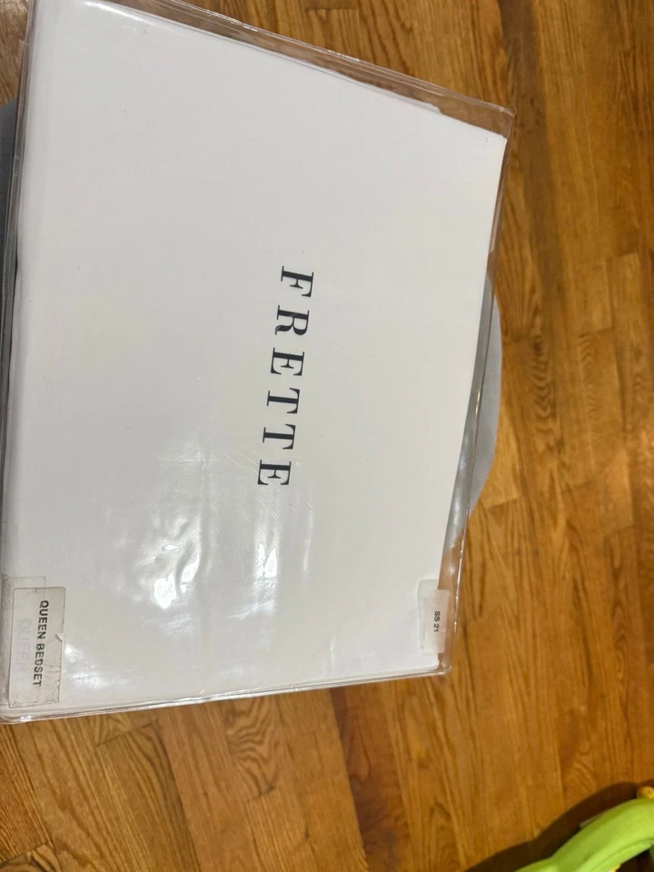 Frette Messina Queen Sheet Set White/steel 100% Cotton Percale - Image 2 of 4