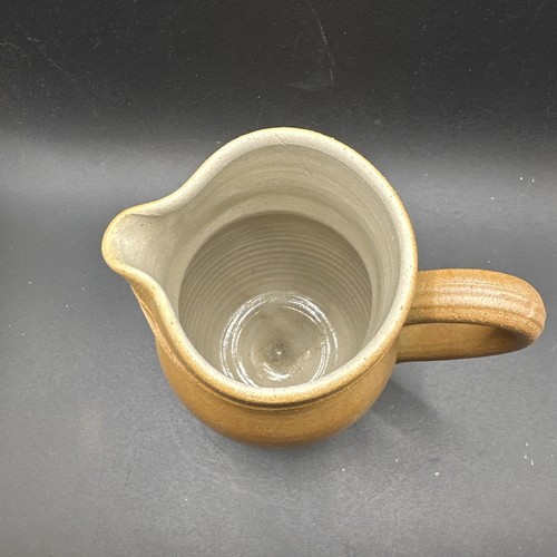 GRES DU BERRY Fait Main FRANCE Brown Pitcher Salt Glazed Stoneware 5 1/2” Tall - Picture 2 of 5