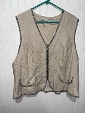 Vintage Allison-che Vest with Checkered Trim| Size 22W
