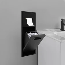 Rectangle Bathroom Trash Can Tilt Out Trash Bin Cabinet Hidden Trash Can Black