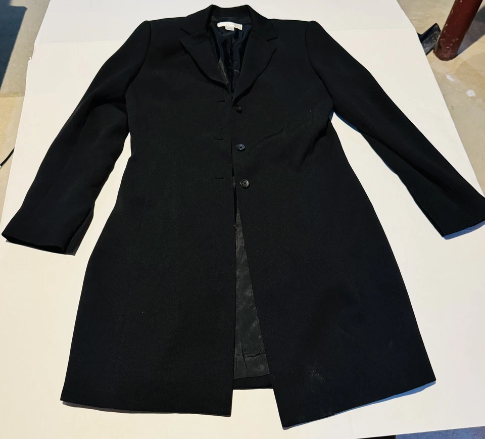Casual Corner Black long blazer button down Trench jacket sz 6 - Image 3 of 3