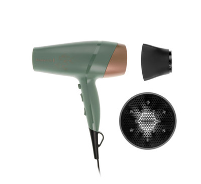 Remington Botanicals Hair Dryer, Ceramic, 6 Heat Settings, Cool Shot, Green