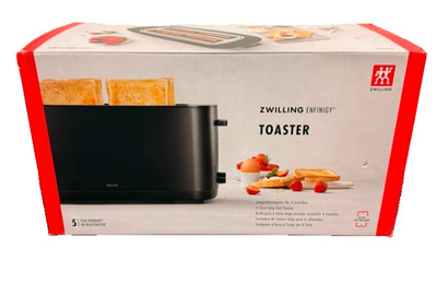 ZWILLING Enfinigy 4 Slice Long Toaster Extra Wide Slots Black Stainless (A07)