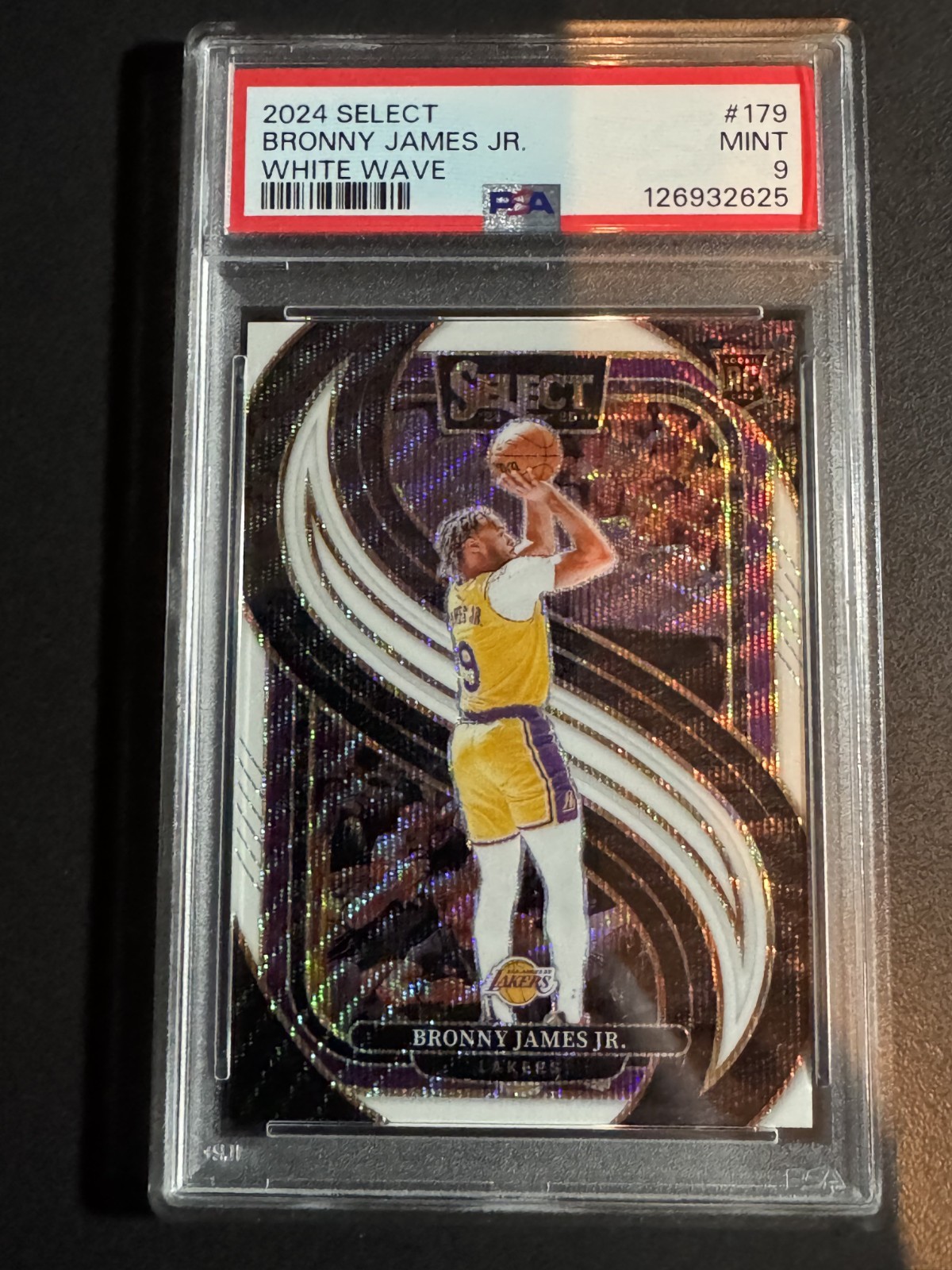 2024-25 Panini Select BRONNY JAMES JR Premier White Wave Prizm RC #72/99 PSA 9