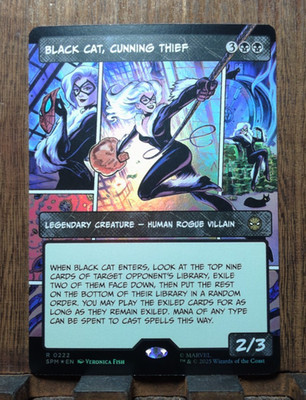  MTG  Black Cat, Cunning Thief ( FOIL Borderless ) Marvel's Spider-Man   NM