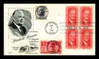 US COVER PRESIDENT HERBERT HOOVER FDC BLOCK OF 4 COMBO FLEETWOOD CACHET