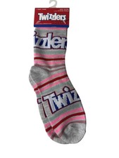Twizzlers Socks Kids Pink Stripe Candy Graphic Novelty Size 9-3.5