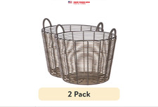  2 pack Better Homes  Gardens Round Poly Rattan Decorative Storage Basket with