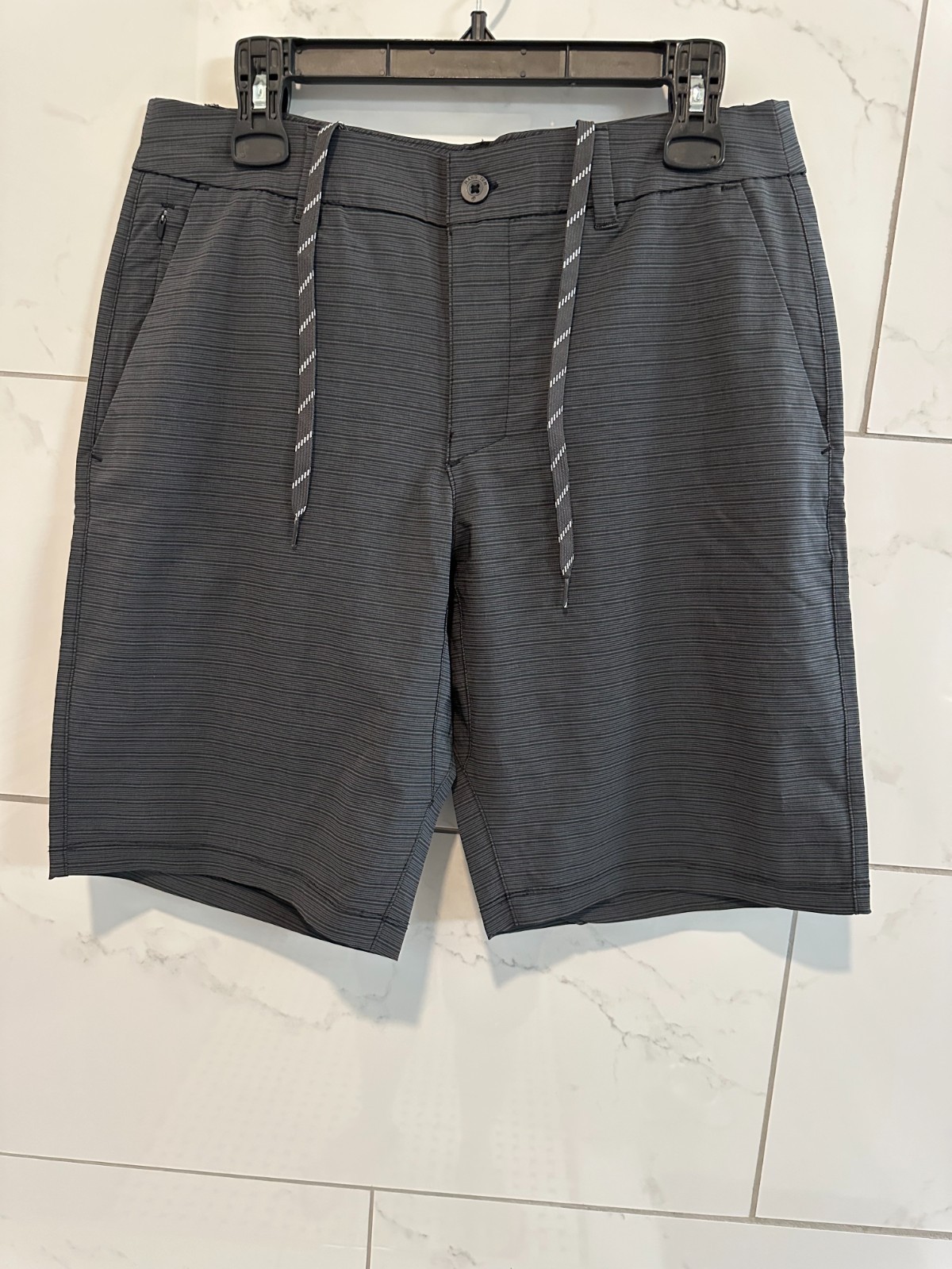 Hang Ten Men’s Hybrid Shorts Size 32 Gray Drawstring Golf Surf Casual Stretch