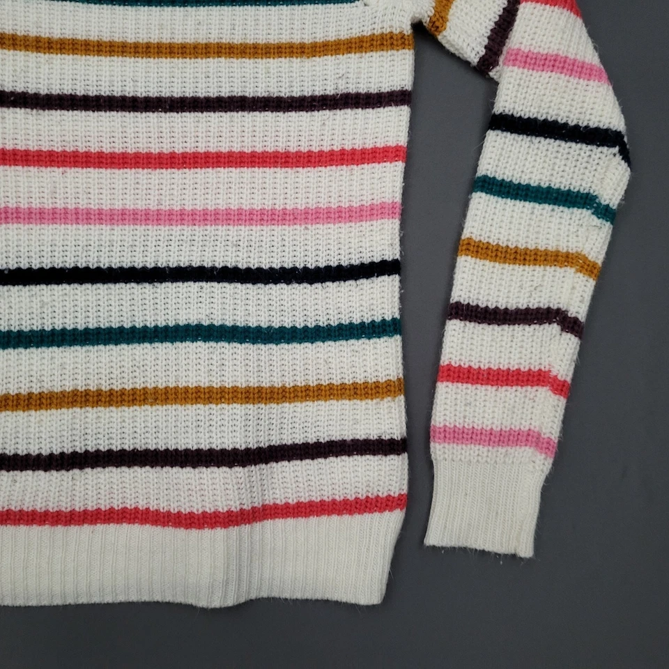 So Sweater Womens Small S Long Sleeve Soft Pullover Open Knit Striped White * - Image 4 of 4