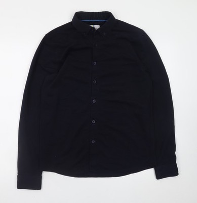 Larsson & Co Herren Hemd schwarz Knopfleiste Langarm Regular Fit M