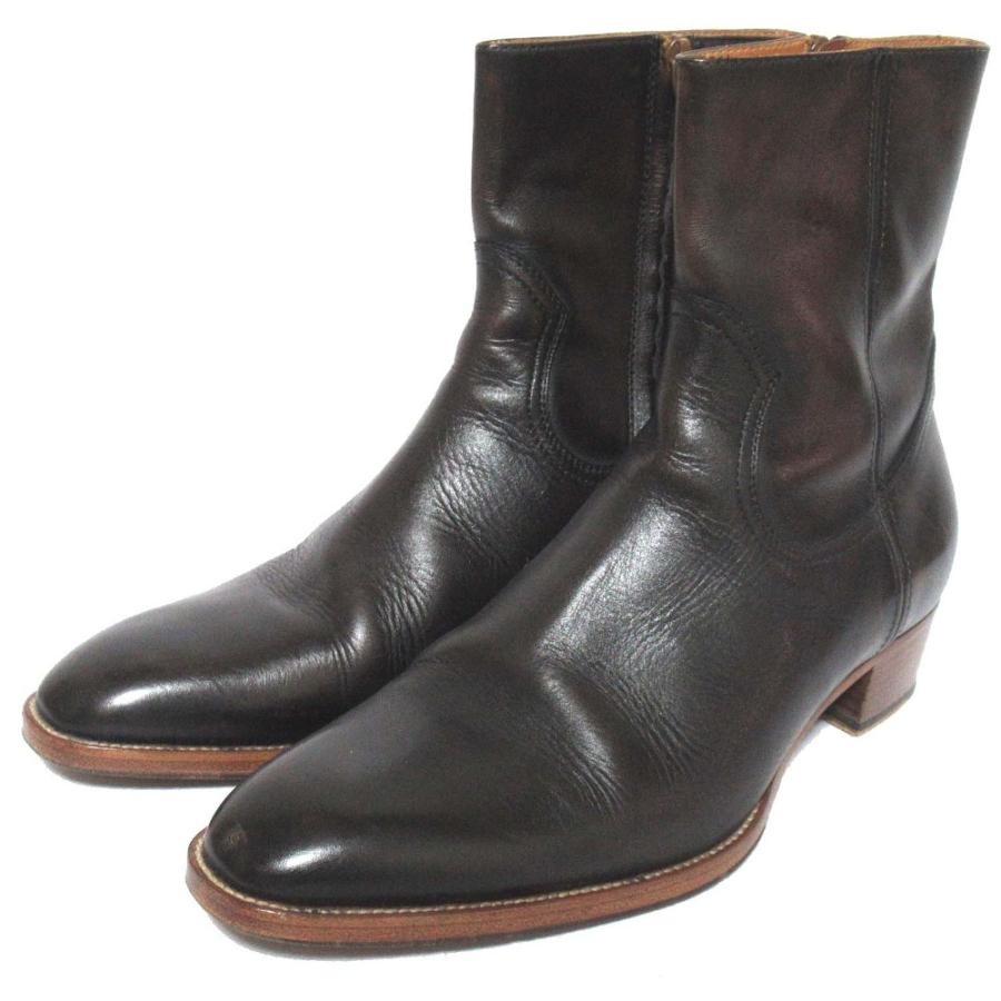 Stivaletti Saint Laurent tacco marrone scuro zip laterale taglia 43 uomo autentici