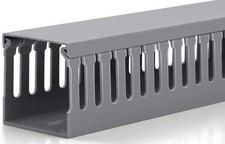 2x2in Rack Cable Management 6.6FT PVC Raceway Kit, Open Slot Wire Duct, Grey