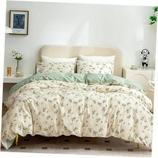 CottonLife Floral Duvet Cover Twin 100 Brushed Twin 68"x90" Green Floral