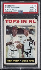 1964 TOPPS H.AARON/W.MAYS #423 TOPS IN N.L. PSA 2 AUTO 8