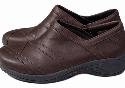 Merrell Leather Clogs Shoes Women s 6.5 Encore Eclipse Slip On  Brown  OrthoLite